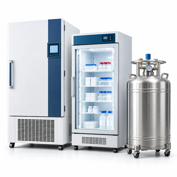 ULT freezer, pharmacy refrigerator and liquid nitrogen tank