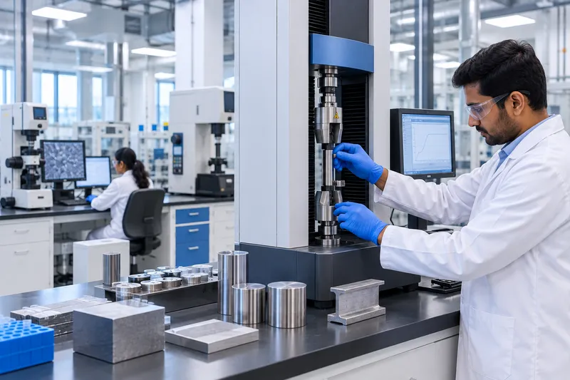Engineer running a materials test in an industrial laboratory