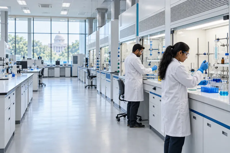 Scientists working in a government research institute laboratory