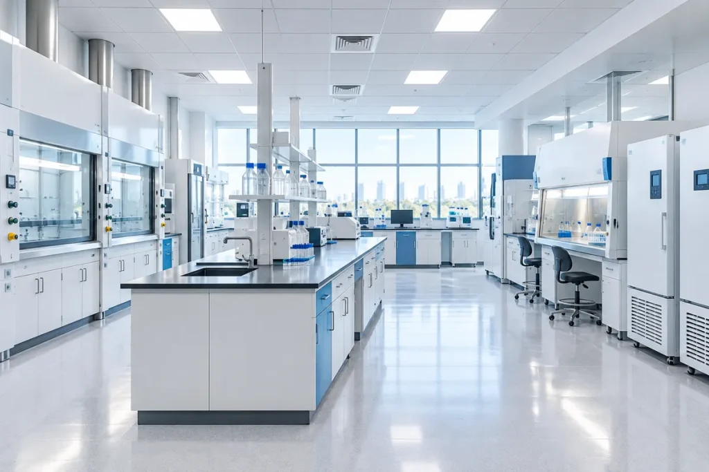Fully equipped new laboratory ready for use