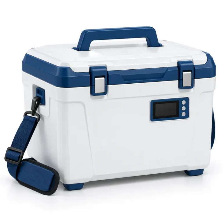 Portable blood transport cooler box
