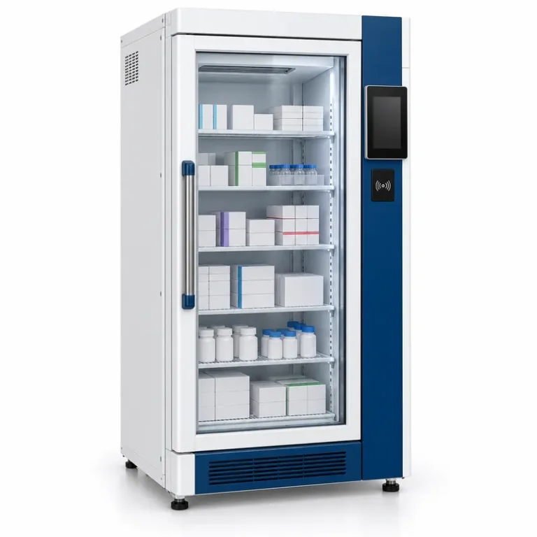 RFID pharmacy refrigerator with touchscreen