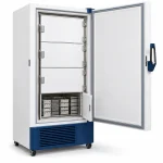 UltraEco ULT freezer with door open showing inner doors