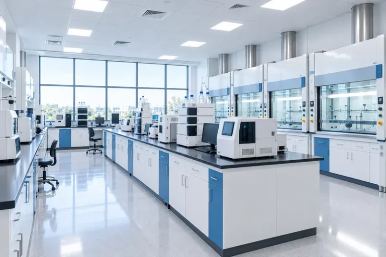 Pharmaceutical QC laboratory with analytical instruments