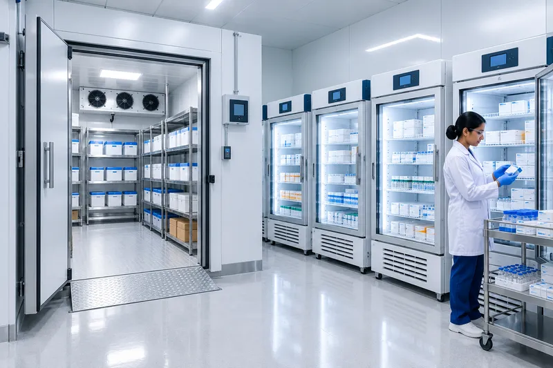 Vaccine cold room with walk-in chamber and refrigerators